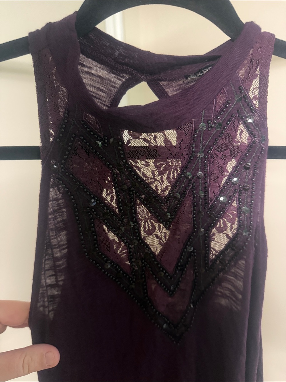 Express Purple Lace-Back Racerback Tank - Picture 4 of 6